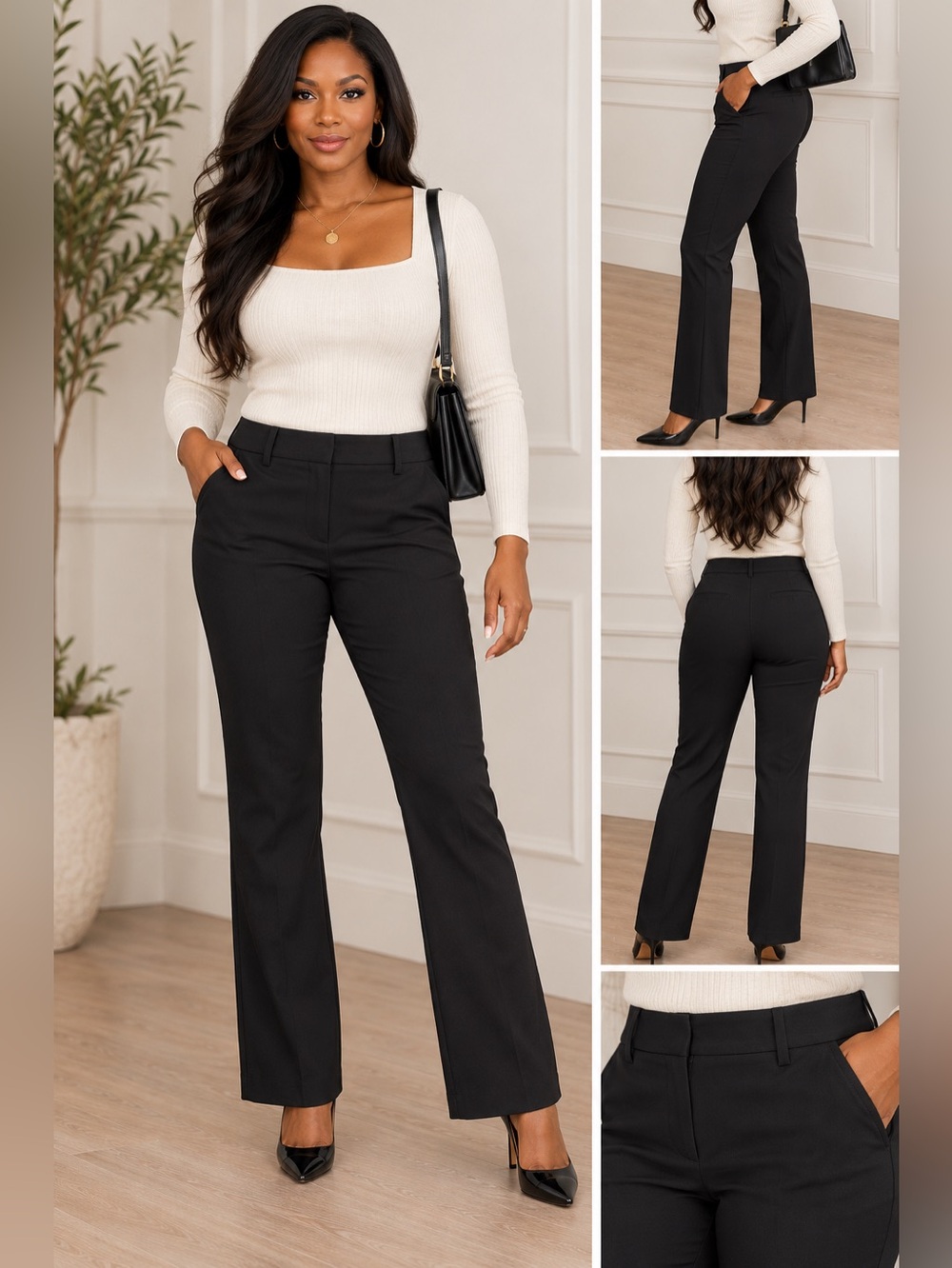 Talbots Barely Boot Pants Size 6P Black Petite Quiet Luxury Office Chic
